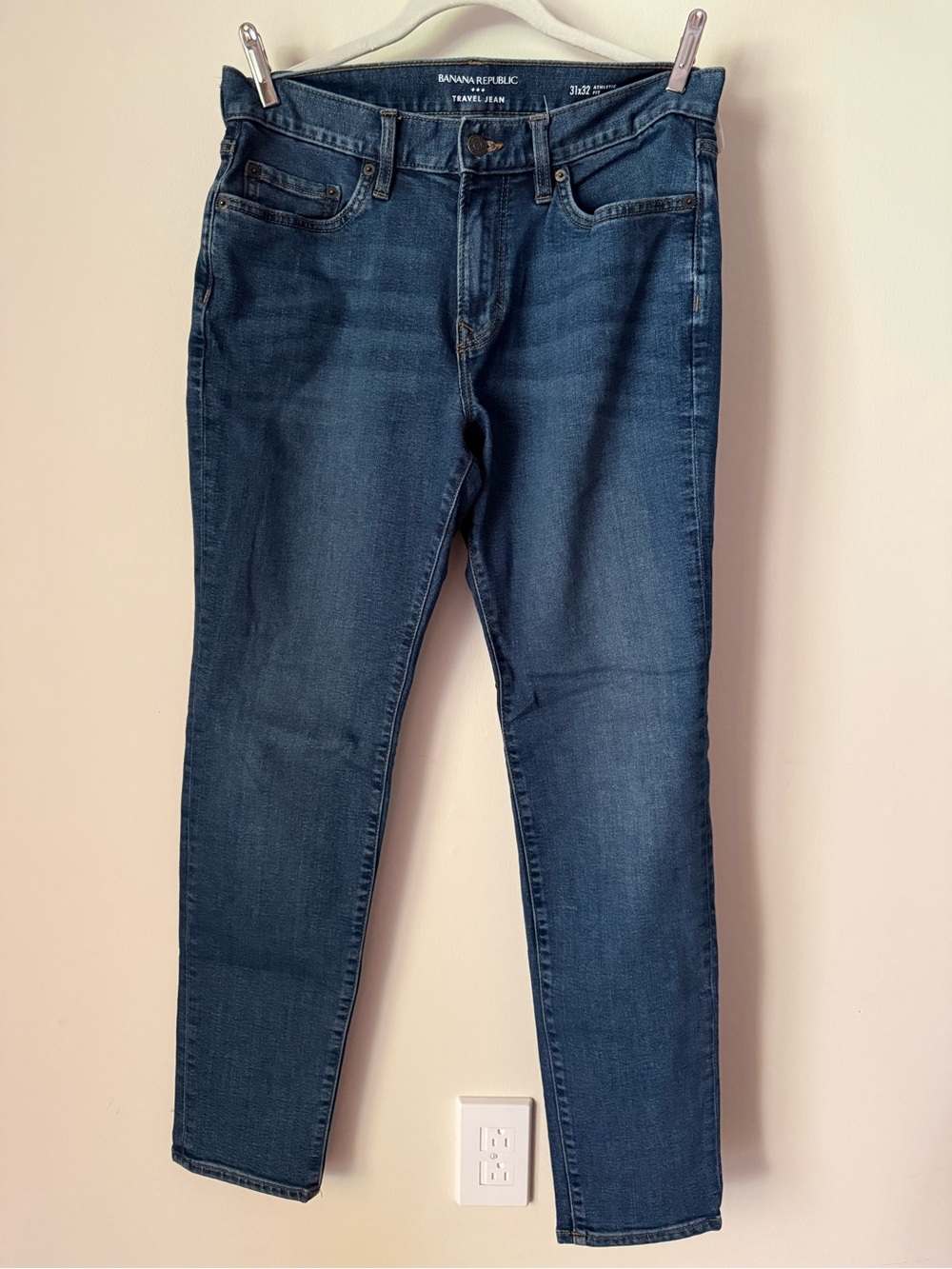 Banana Republic Travel Jeans Slim Straight Indigo Wash Size 31 Performance Denim